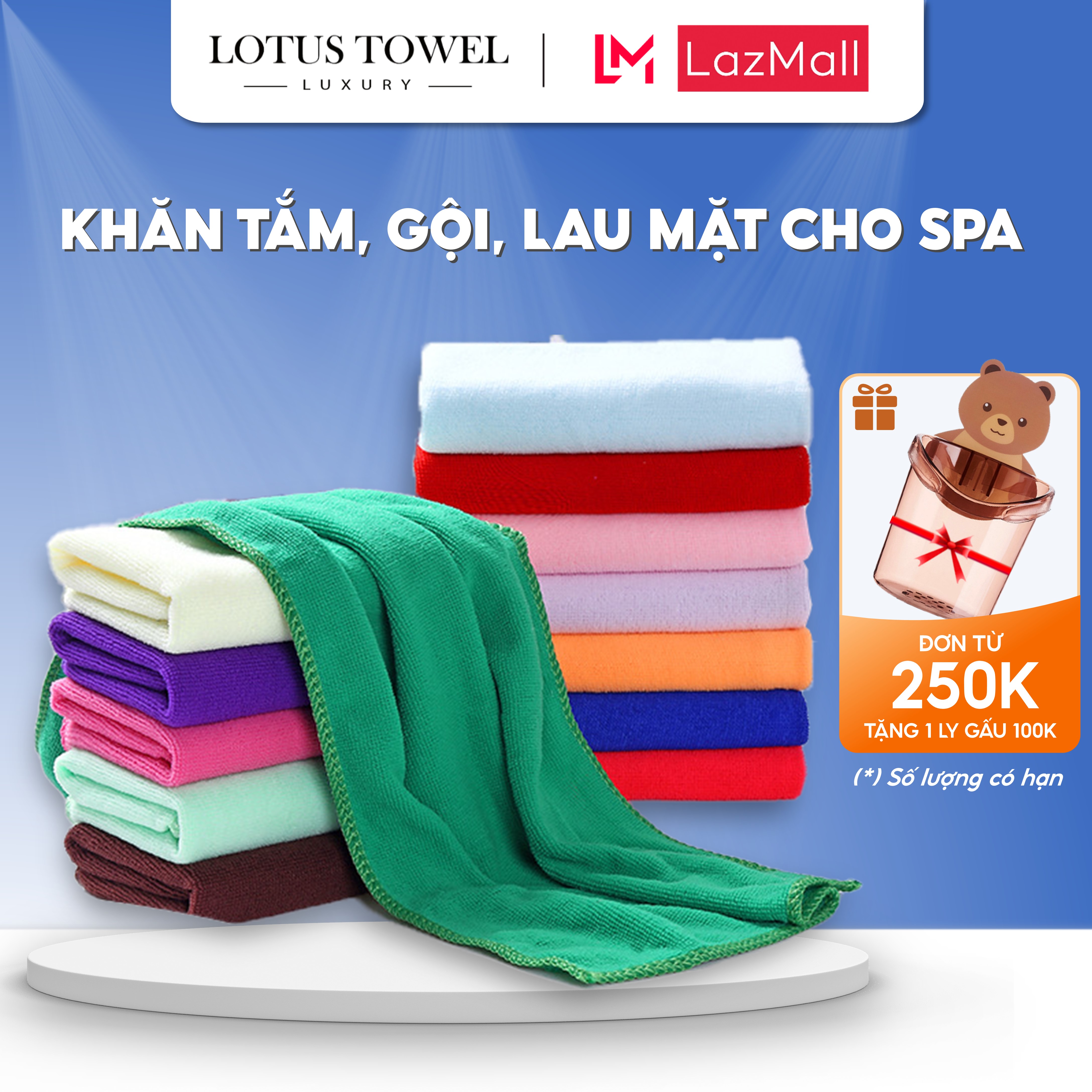 Khăn Tắm, Gội, Cuốn Người Spa LOTUS TOWEL 100% Microfiber Cao Cấp Mềm Mịn Thấm Hút Không Ra Màu