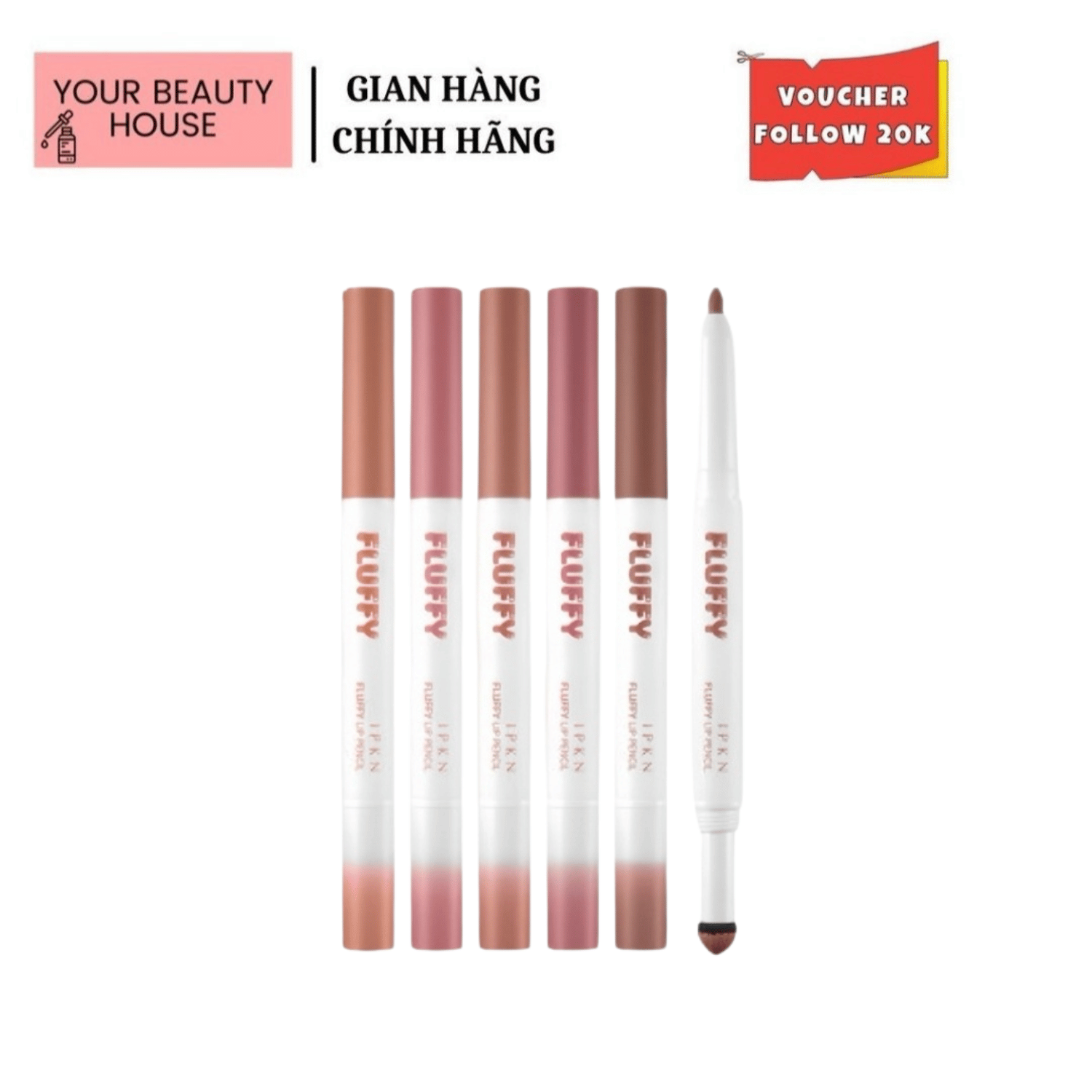 [IPKN] Chì Kẻ Viền Môi Kết Hợp Son Hai Đầu IPKN Fluffy Lip Pencil