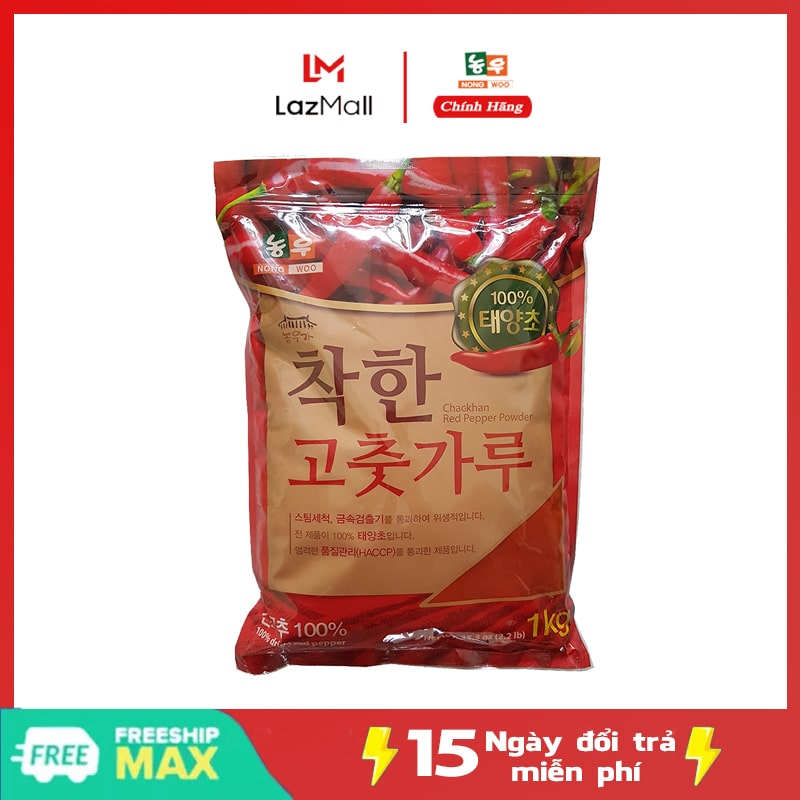 1 kg ớt bột mịn hàn quốc chackhan - nong woo chuẩn hàn