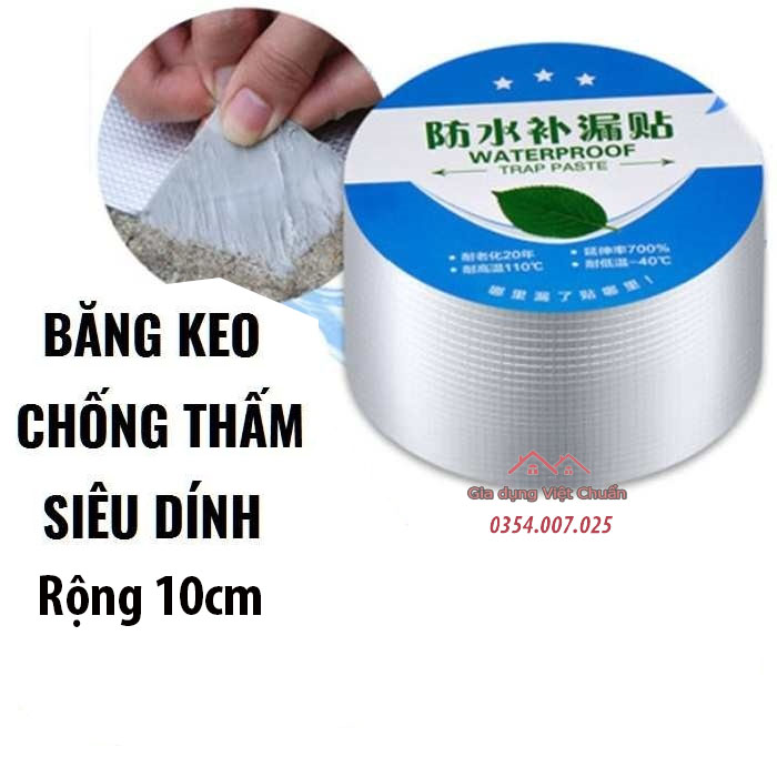 Băng keo chống thấm dán mái tôn, vết nứt, khe cửa siêu chắc chống dột, mưa mái nhà 10cm tiện lợi GD159