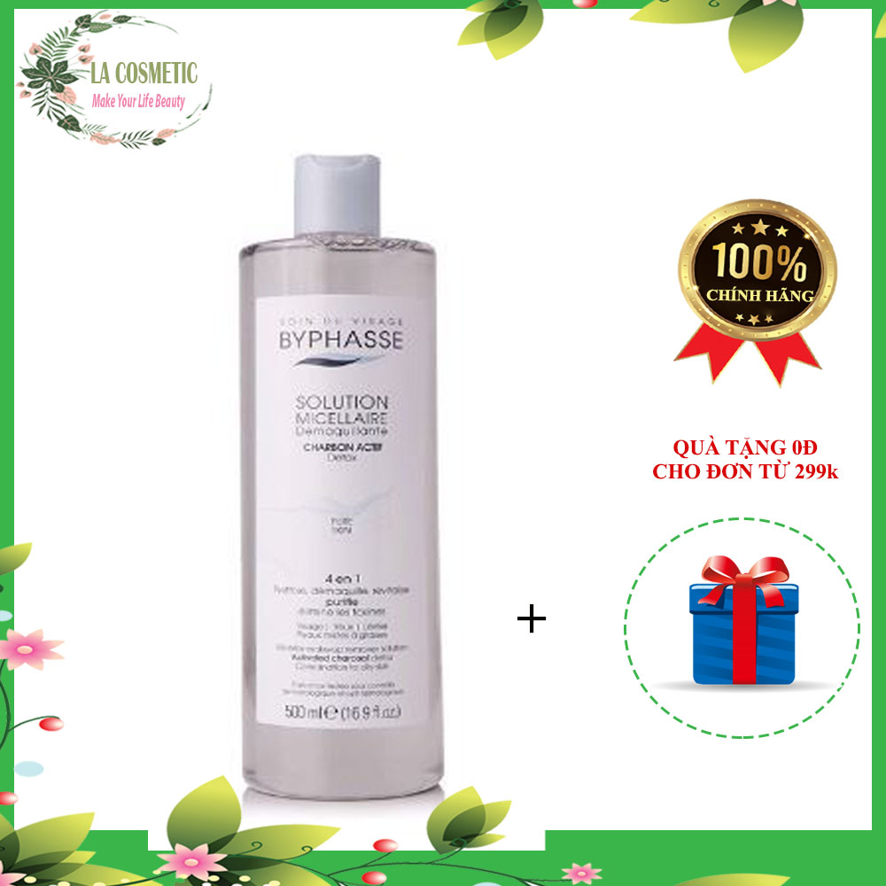 [Có Tem Nhãn]Nước Tẩy Trang Than Hoạt Tính Byphasse Solution Micellaire Charbon Actif Detox Pure Skin 500ml