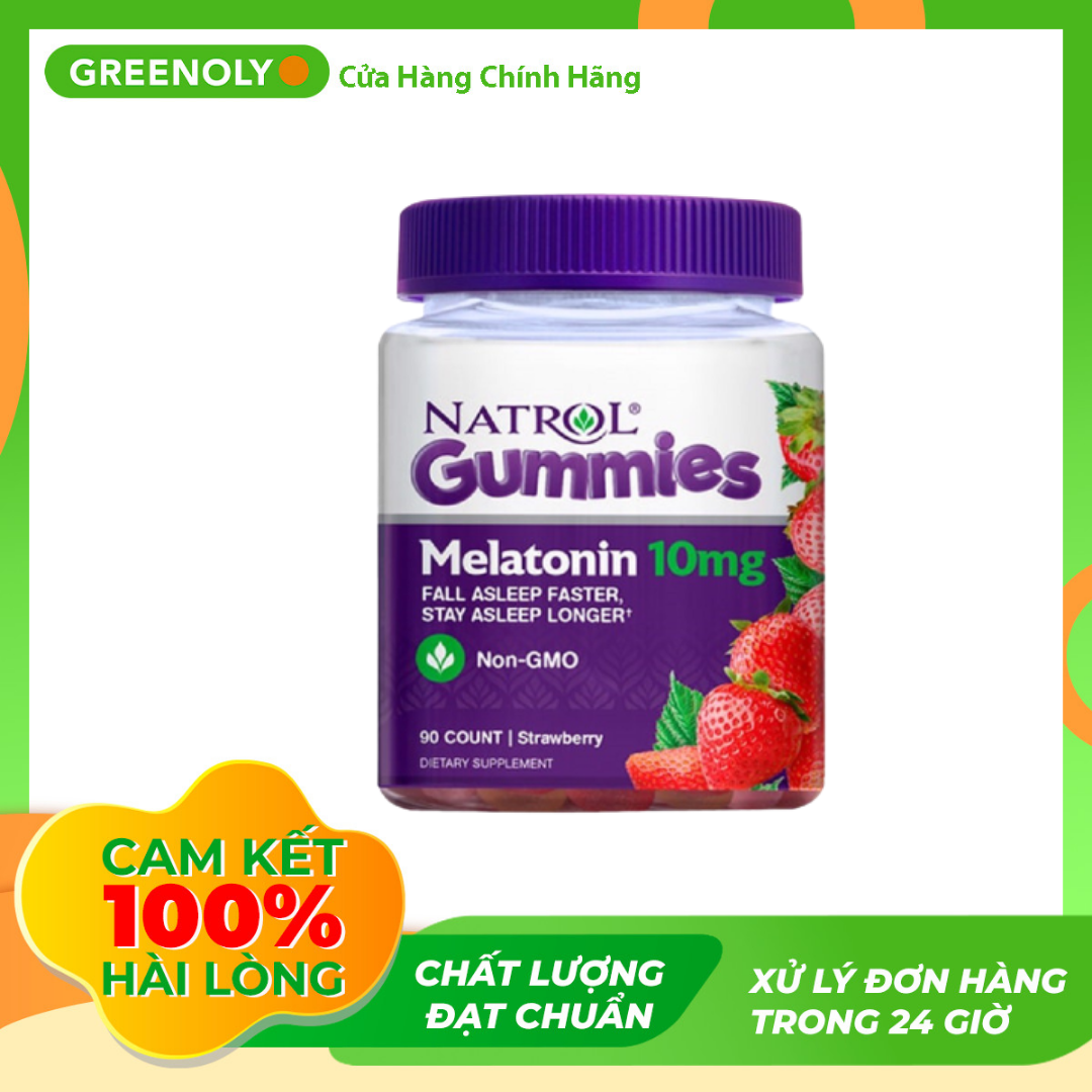Kẹo Dẻo Ngủ Ngon Natrol Gummies Melatonin 10mg Vị Dâu 90 Viên - Greenoly Việt Nam phân phối chính hãng