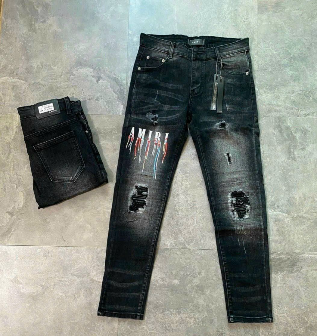 Quần jeans nam cao cấp jean AMIRI thêu vải dày co dãn chất bò chuẩn đẹp
