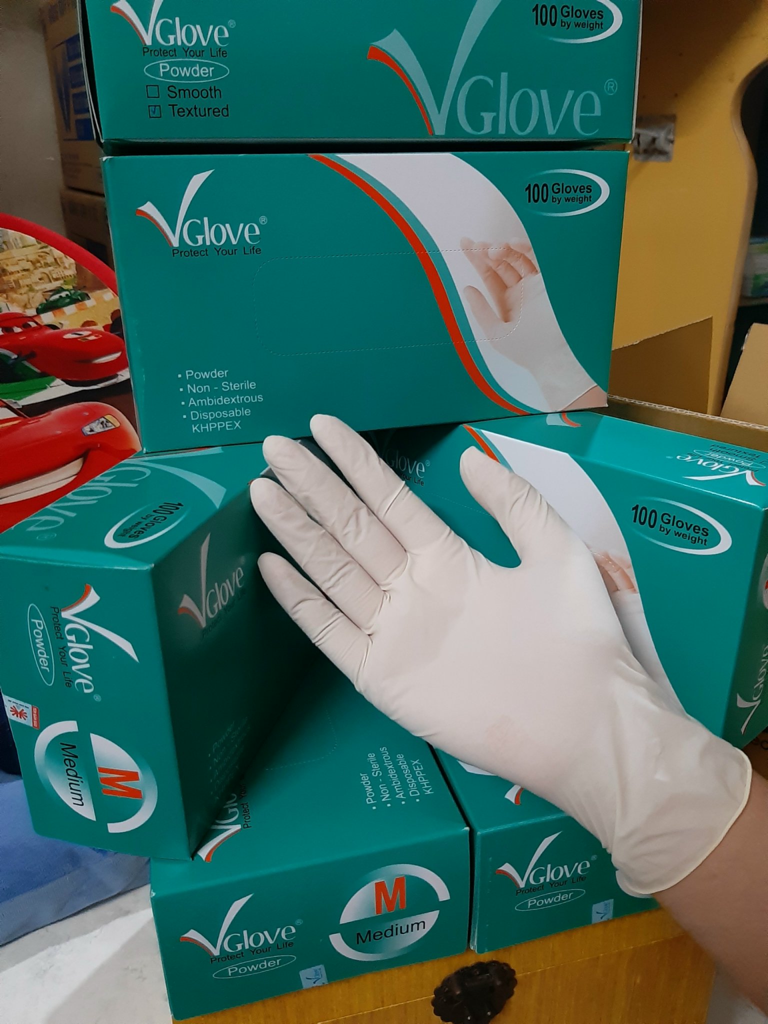 CHÍNH HÃNG VGLOVE KHẢI HOÀN  1 Hộp 100 chiếc = 50 đôi - Găng tay cao su Y Tế VGLOVE chính hãng có bột size S,M,L nhập trực tiếp từ nhà máy