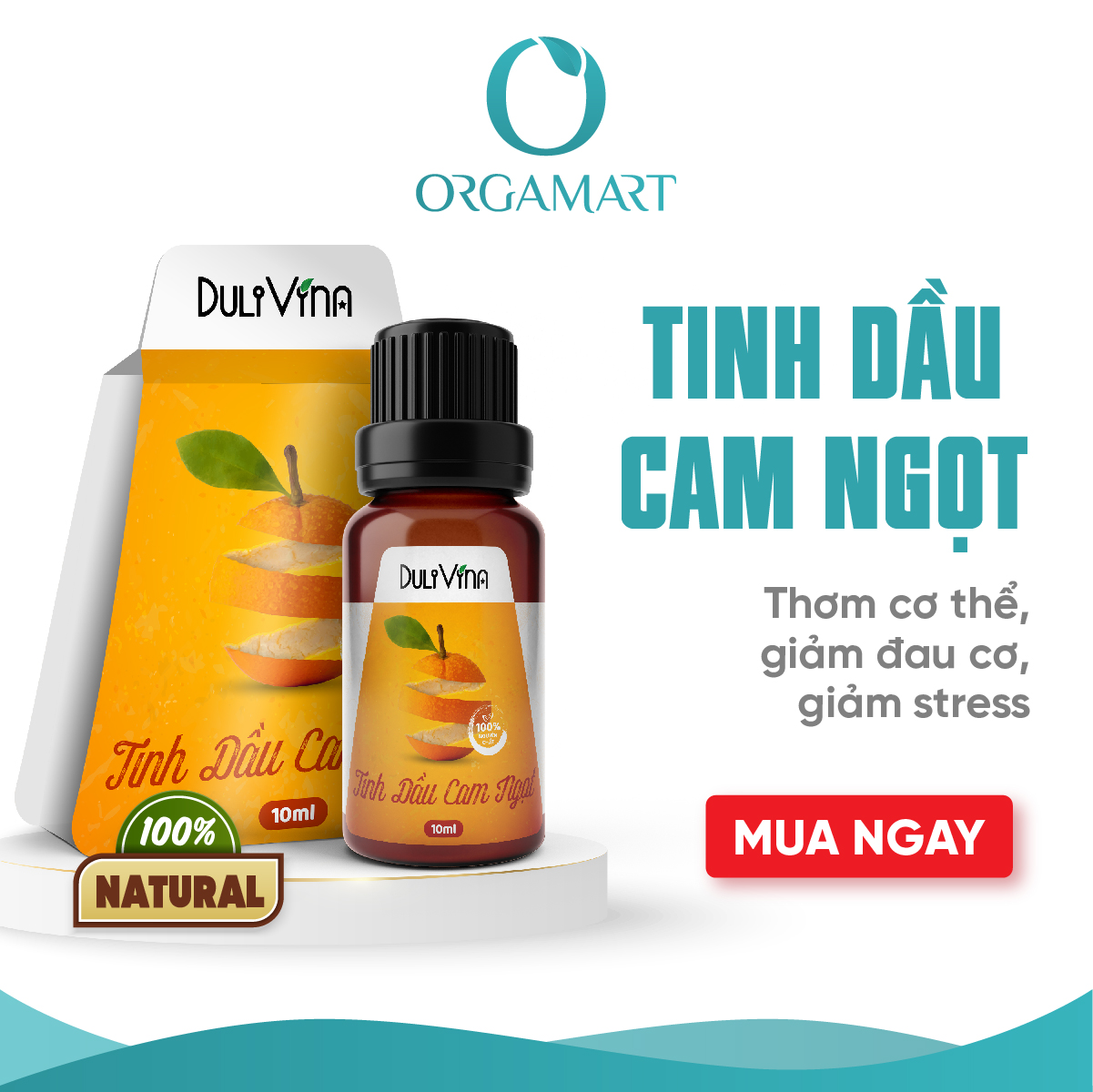 Tinh dầu cam ngọt orange dulivina cao cấp, thiên nhiên nguyên chất, giảm stress, thư giãn tinh thần - chai 10ml