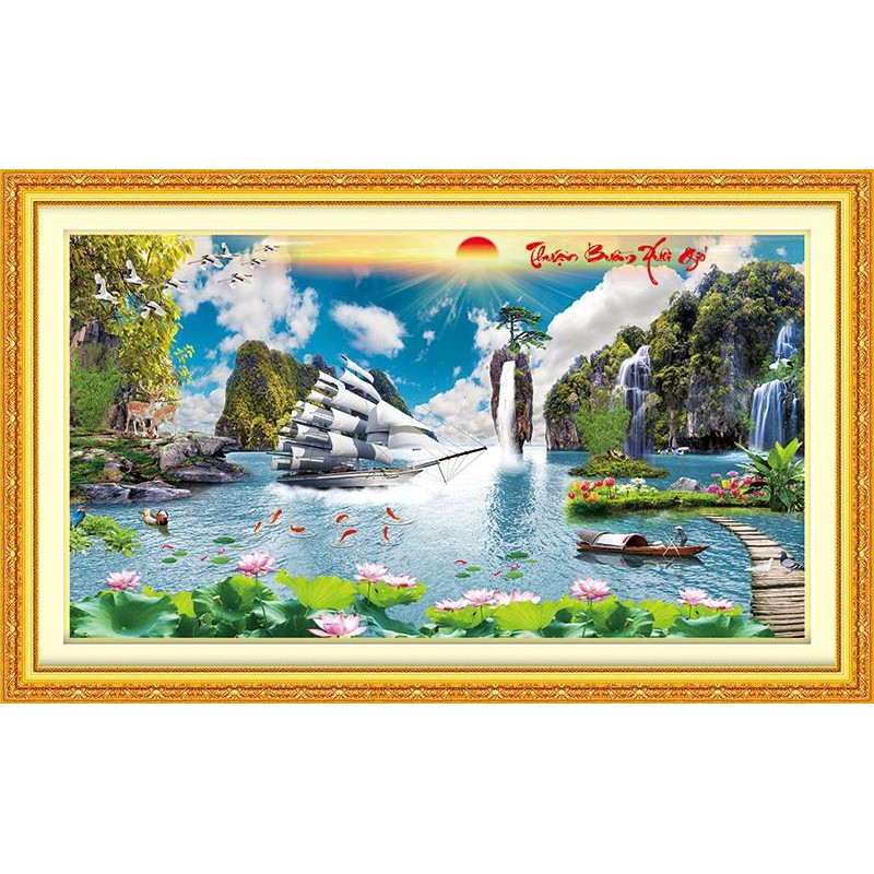Tranh đính đá Thuận buồm xuôi gió kích thước 120*65cm