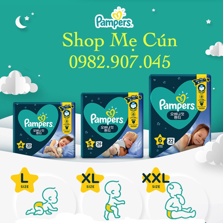 Tã quần pampers ngon giấc l30/xl26/xxl22