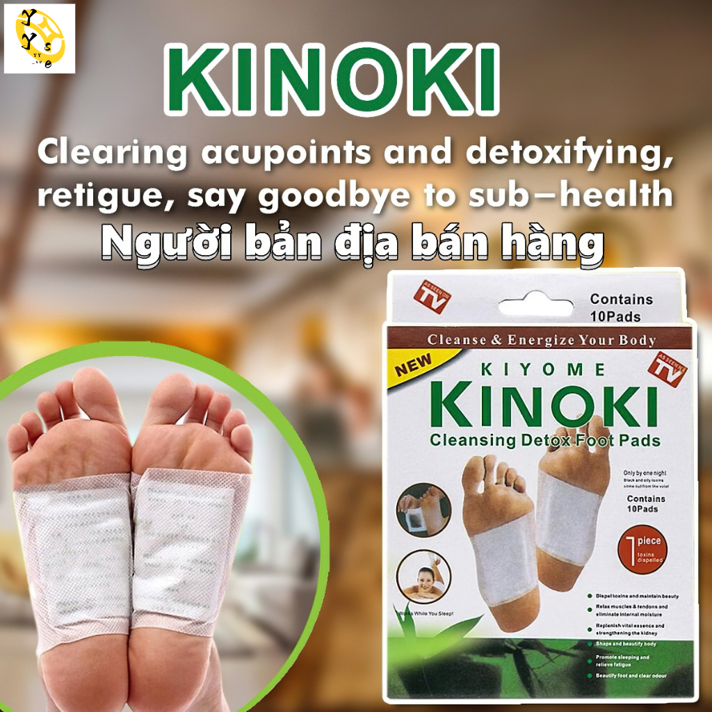 10 Miếng Dán Thải Độc Chân Nhật Bản Kinoki Detox Foot Patch Giúp Thư Giãn - Ấm Lòng Bàn Chân - Giảm 