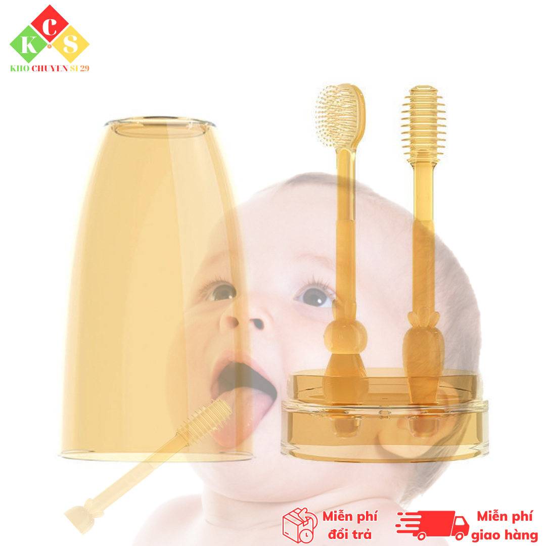 Bộ bàn chải cho bé, bộ bàn chải rơ lưỡi sillicon, bàn chải cho bé, rơ lưỡi cho bé
