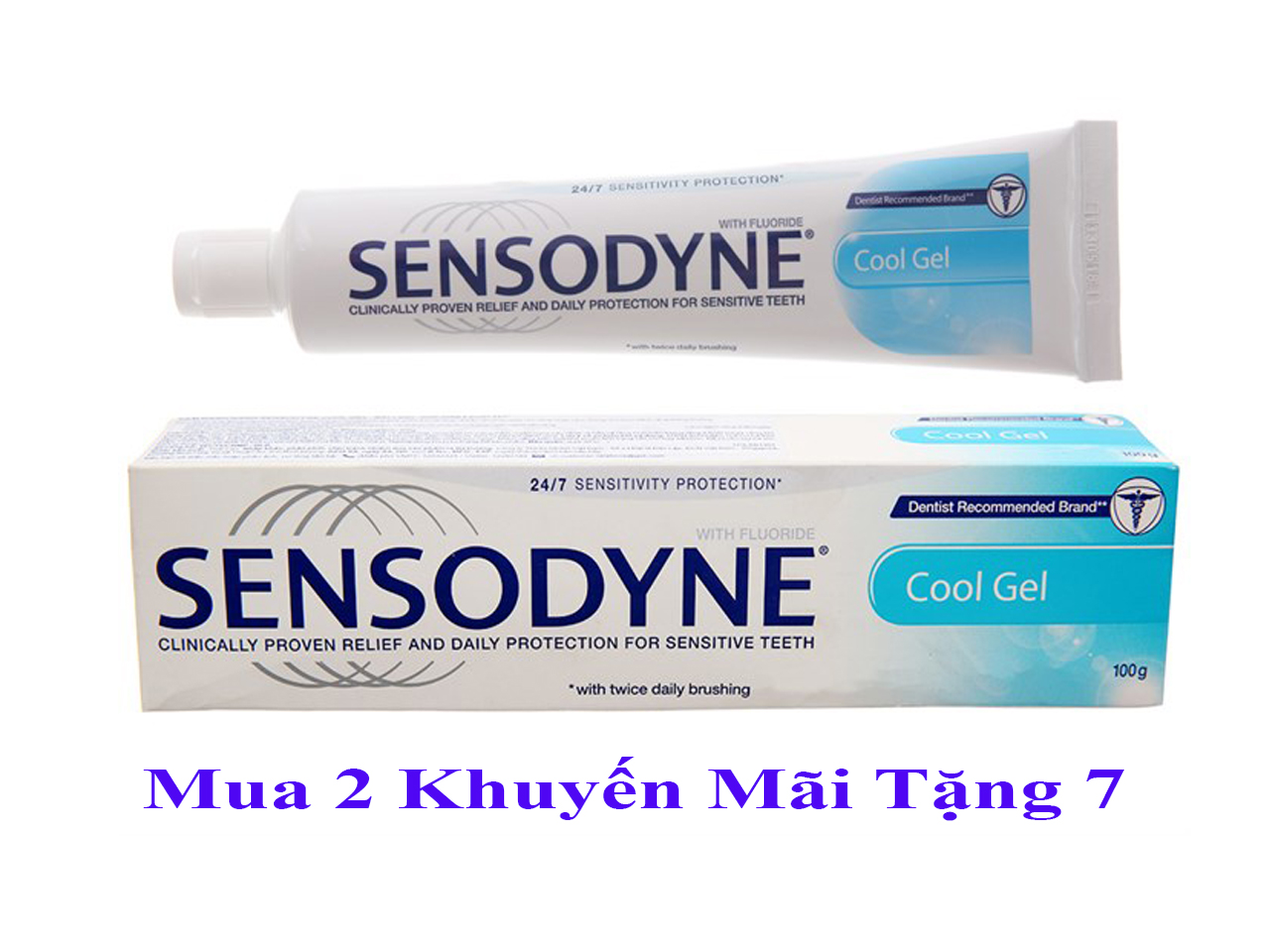 Kem đánh răng Sensodyne Cool Gel giảm ê buốt, Mua 2 Khuyến Mãi Tặng 7