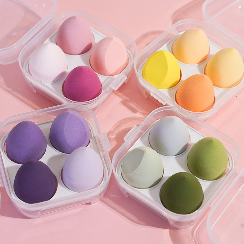 Set 8 bông mút trang điểm Hộp mút tán kem nền hình giọt nước, hồ lô - Hộp 4 bông mút tán phấn trang điểm mềm mịn, TiemnhaBT3