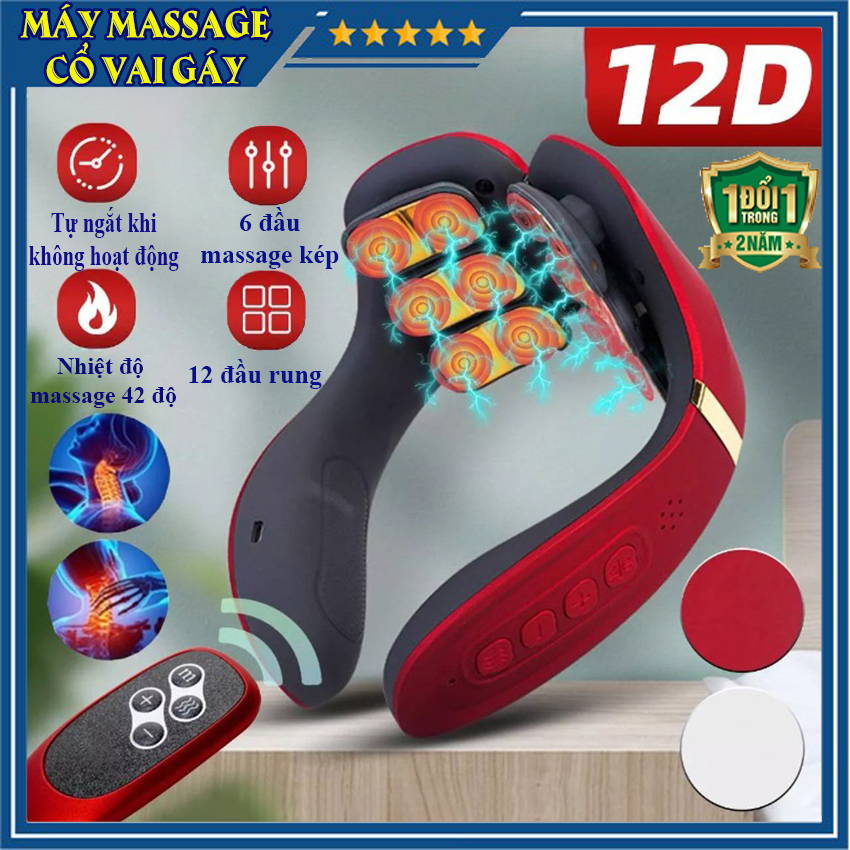 Máy massage cổ vai gáy đa năng - massage xung điện TENS - Mat xa cổ - Massage đầu - Máy xung điện trị liệu - 6 đầu massage kép, 12 chế độ mát xa, 9 mức cường độ giúp thư giãn, giảm đau cổ vai gáy