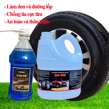 Bộ đôi thần thánh làm đẹp ô tô: Bóng dưỡng lốp ô tô AUTO 3DM can 4 lit, nước rửa kính Gold Class 3DM