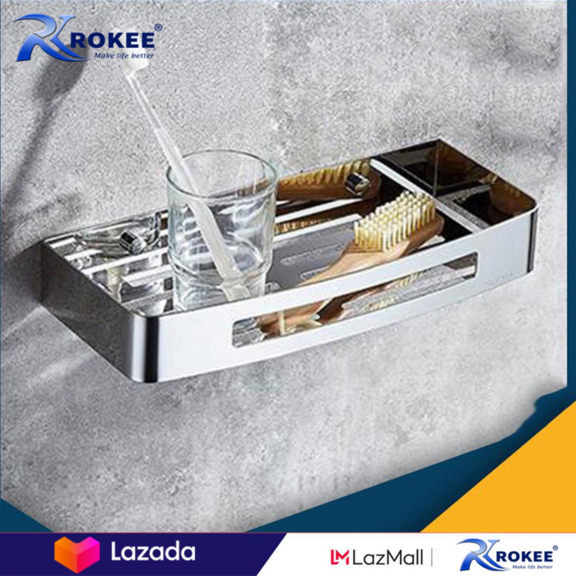 Kệ chữ nhật để xà bông phòng tắm inox sus 304 rokee - su02