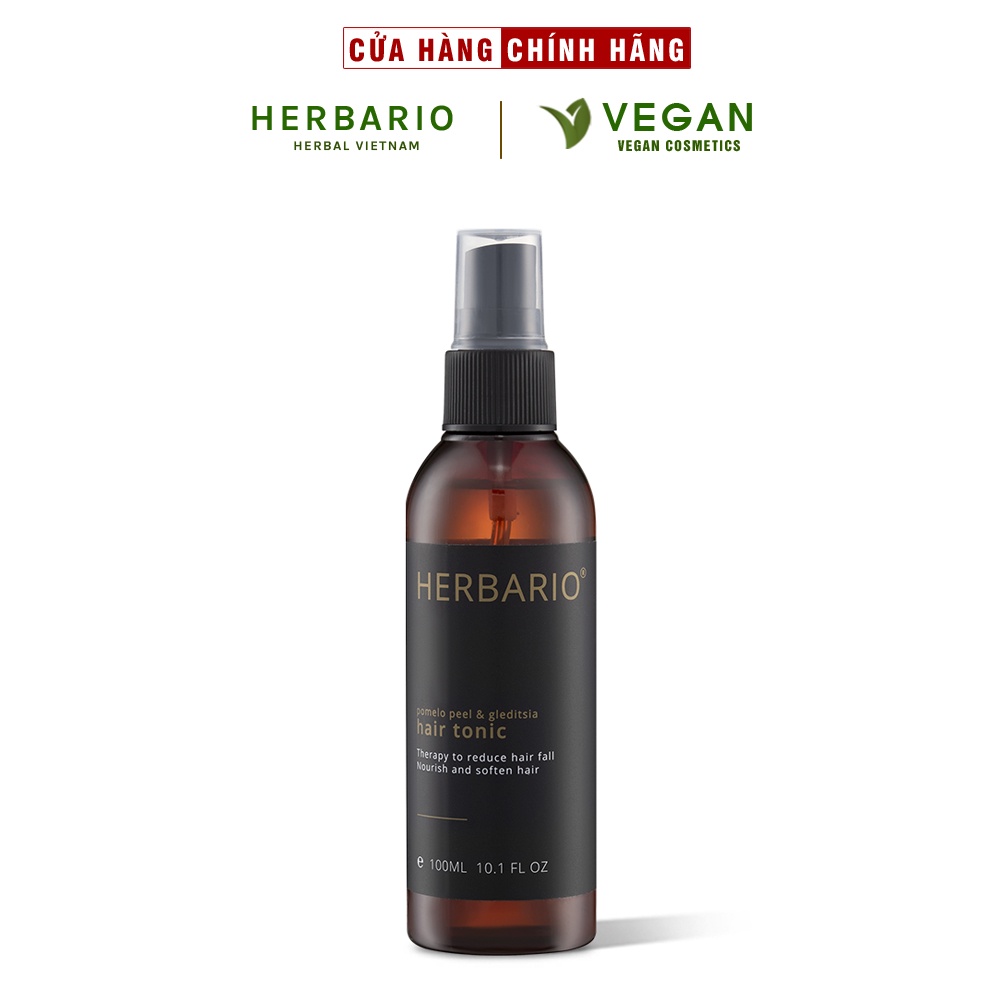 Nước dưỡng tóc Vỏ Bưởi và Bồ Kết Herbario 100ml giảm rụng - 100% Vegan - Mỹ phẩm thuần chay