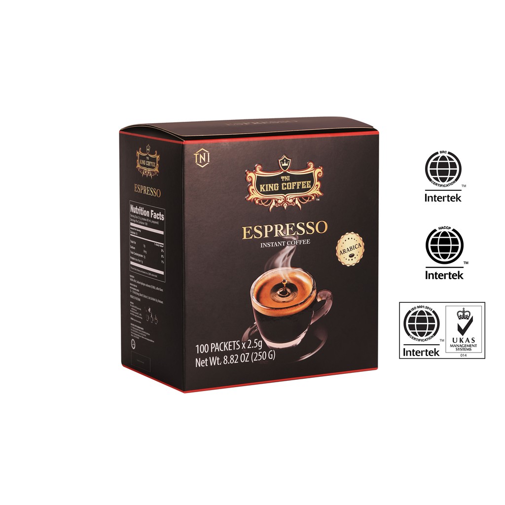 Cà phê hòa tan đen Espresso Hộp 100 gói King Coffee