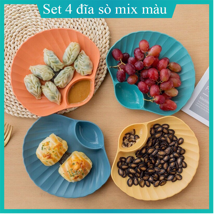 Khay Đĩa Đựng Bánh Kẹo Tết 4 Chiếc - Khay mứt Tết - Sét 4 đĩa sò đựng thức ăn - Đĩa đựng đồ ăn vặt