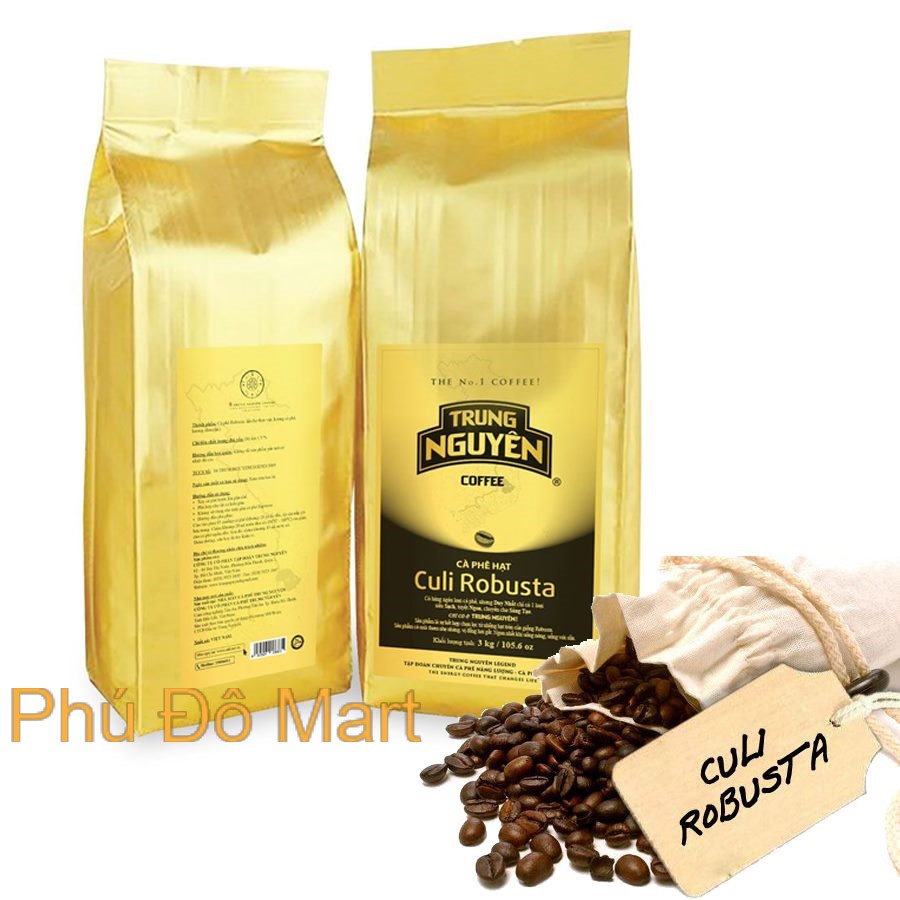 Cà phê hạt số 1 culi robusta trung nguyên - loại bịch 1 kg