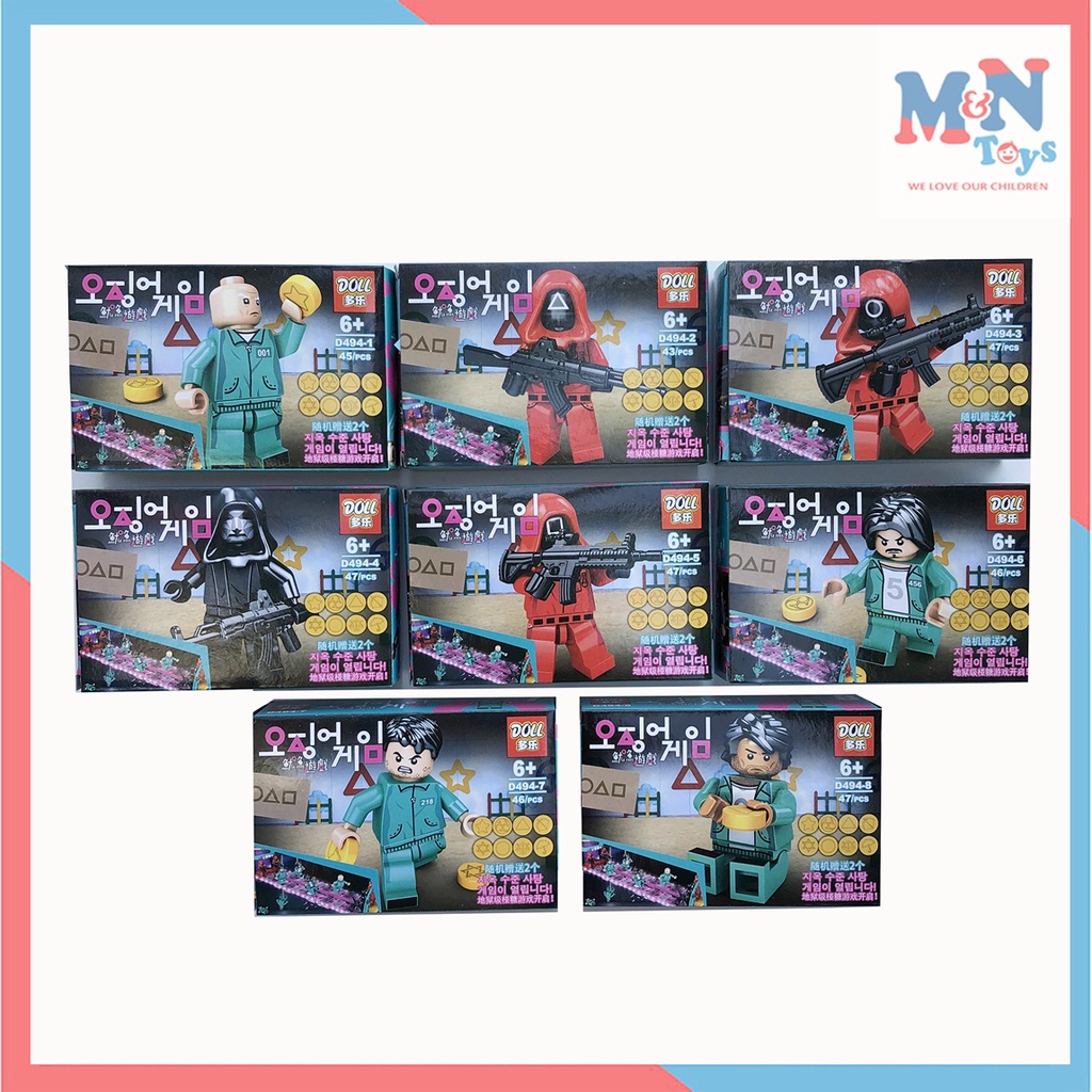 [7-11/12 VOUCHER 8%]Bộ 8 hộp Lego Squid Game Mô Hình Đồ Chơi Lắp Ráp Minifigure Nhân Vật Phim Trò Chơi Con Mực D494