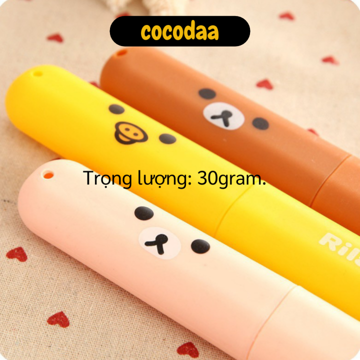Hộp đựng bàn chải - Hộp đựng bàn chải đánh răng hình gấu giúp giữ bàn chải sạch sẽ, chống vi khuẩn - Hộp đựng bàn chải du lịch, công tác