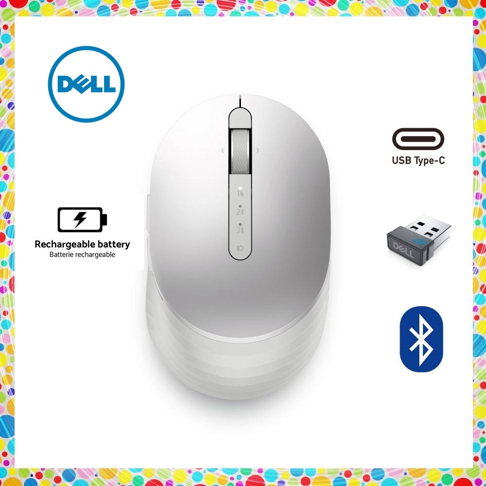 Dell ms7421w premier rechargeable wireless mouse - chuột không dây pin sạc kết nối 3 máy: usb & bluetooth ms 7421w 7421