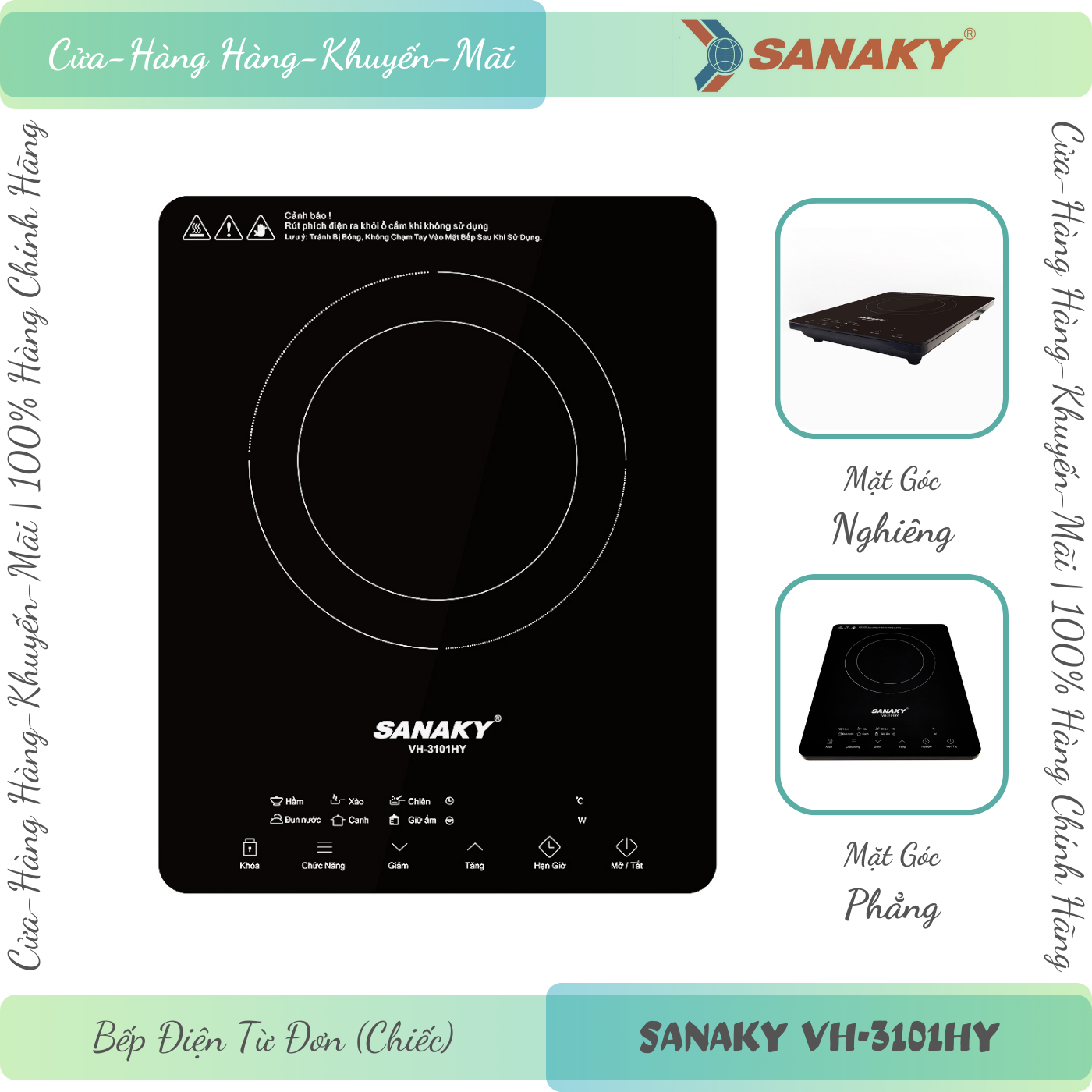 Sanaky vh-3101hy | bếp điện từ đơn sanaky vh-3101hy 2000w - mặt bếp kính crystal, điều khiến cảm ứng chạm - hàng chính hãng