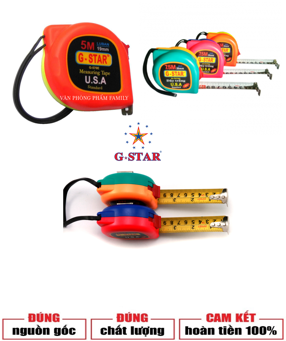 Thước kéo cuộn G-STAR ( 5m, 7m ) luban cao cấp Vạch đơn vị rõ ràng, sai số rất nhỏ