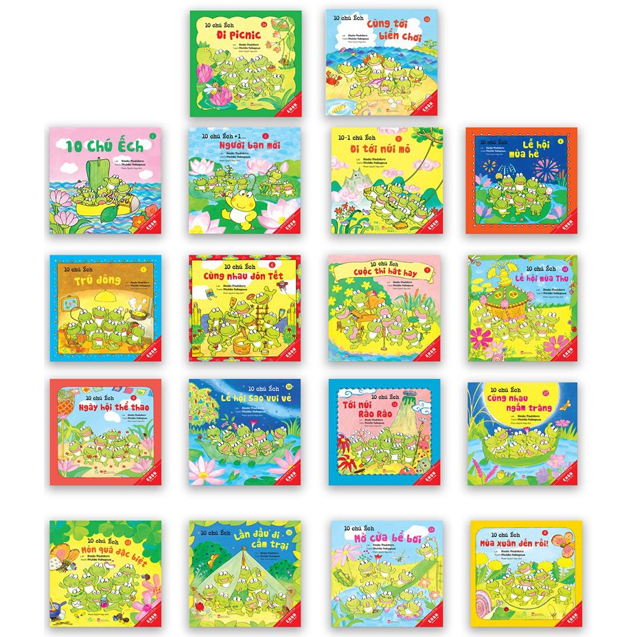 Sách Ehon Nhật Bản 10 Chú Ếch (Tái Bản 2020) - Trọn Bộ 18 Cuốn