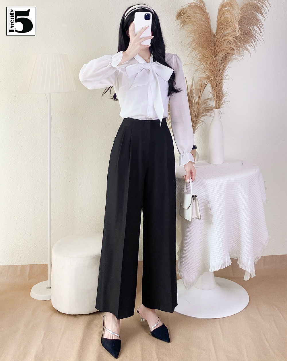 Quần vải dáng suông, không cạp, 2 túi chéo trước Twenty.Five HQ02