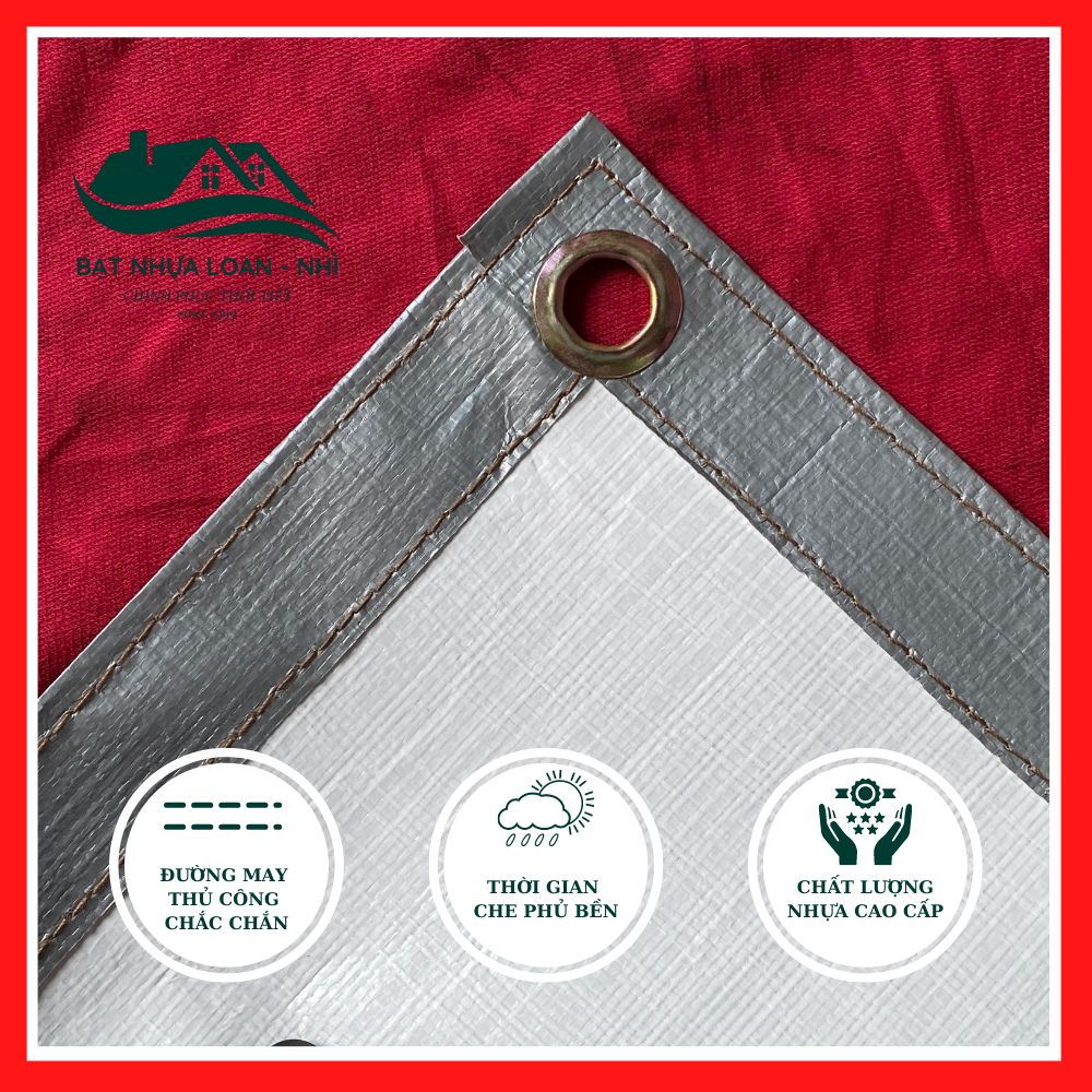 Bạt Che Nắng, Che Mưa Xám Trắng Hàn Quốc Loại Dày 200gr/m2
