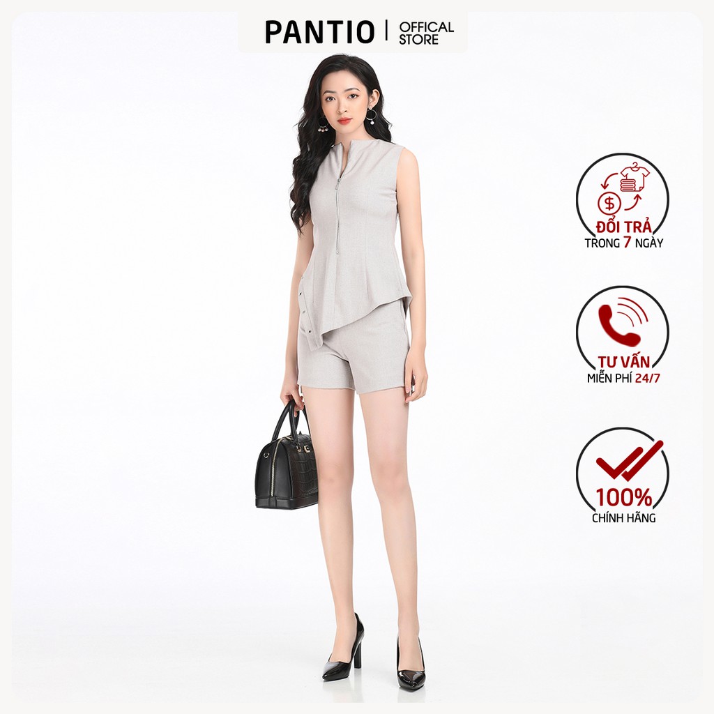 Áo sơ mi nữ không tay, xẻ tà cách điệu phần đuôi áo bak12254 - pantio