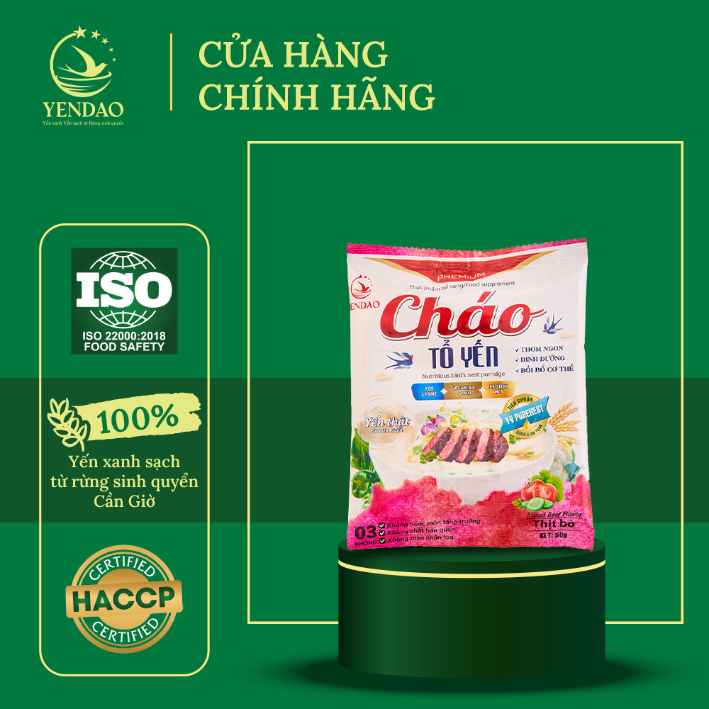 Cháo tổ yến thịt bò yến đảo thơm ngon dinh dưỡng thúc đẩy phát triển trí tuệ 50g/gói
