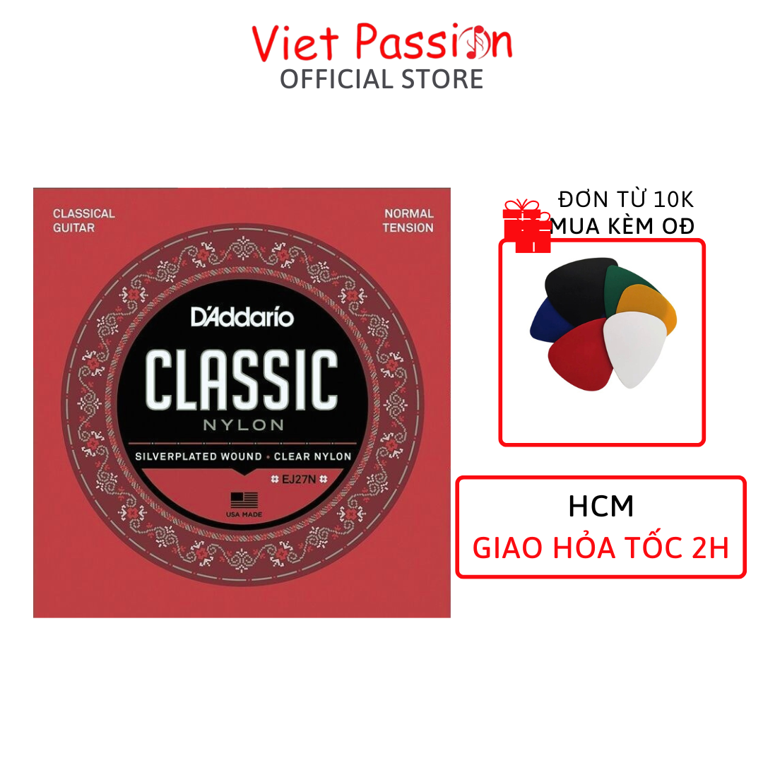 Dây đàn Guitar Classic D'addario EJ27N Normal dây đàn guitar cổ điển nylon chất lượng Viet Passion HCM