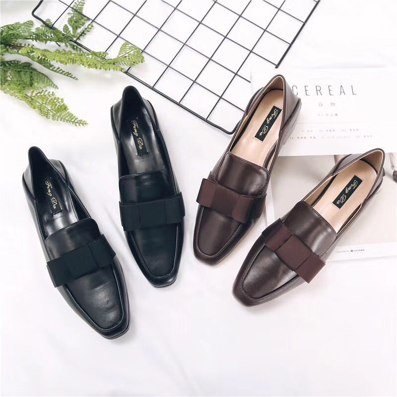 Giày Moca Nữ Đế Bệt  Đen Và Nâu Tây Chuẩn Size Dễ Phối Đồ. Giày Loafer Mới Có Sẵn Đủ Size