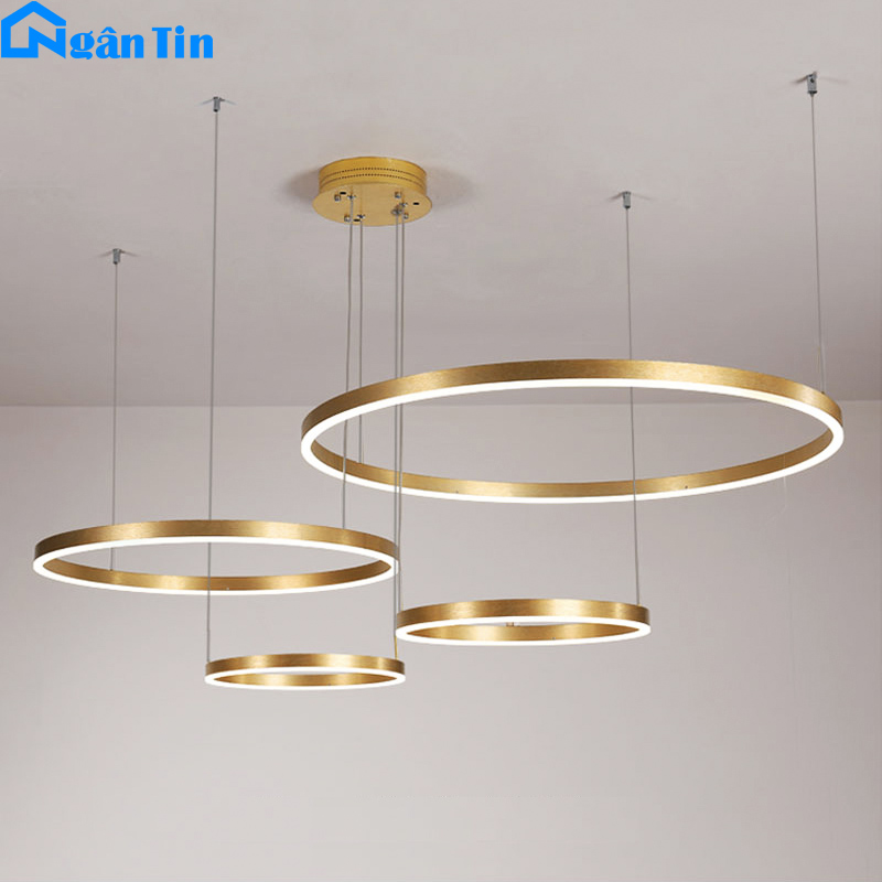Đèn thả trần Led 4 vòng 40-60-80-100 trang trí phòng khách bàn ăn tích hợp Led 3 chế độ màu TH831A Ngân Tin (Tặng kèm remote điều khiển từ xa)