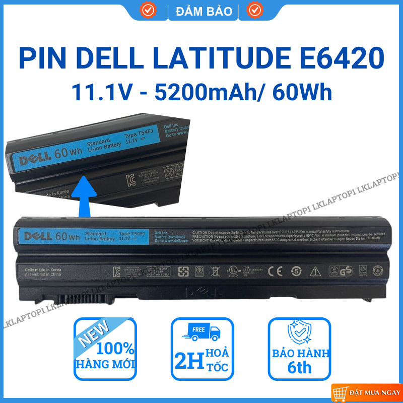 Pin dell latitude e6420 e6430 e5420 e5520 e5530 e6440 e6520 e6540 e5430 vostro 3460 3560 t54fj zin mới 100%