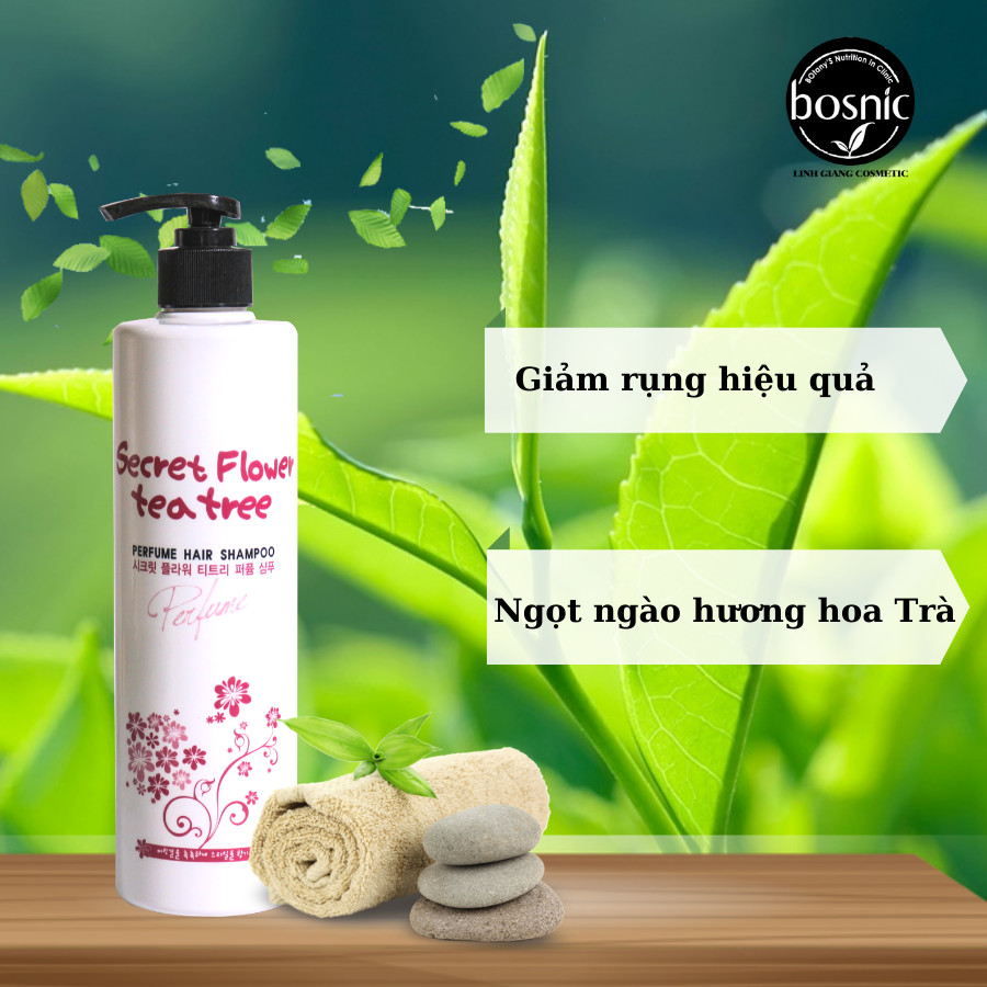 Dầu Gội Hương Hoa Phục Hồi Hư Tổn Bosnic - Secret Flower Tea Tree 500ml - Chính Hãng Hàn Quốc