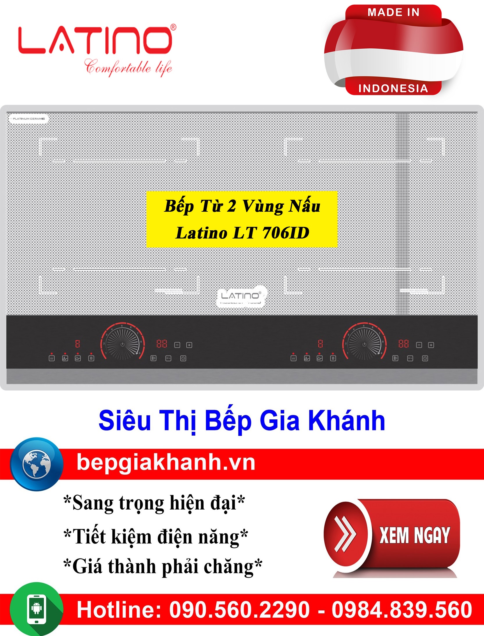 [HCM]Bếp từ đôi Latino LT 706ID nhập khẩu Indonesia, bếp từ, bếp điện từ, bếp từ đôi, bếp điện từ đôi, bếp từ giá rẻ, bếp điện từ giá rẻ, bếp từ đơn, bep tu don, bep tu