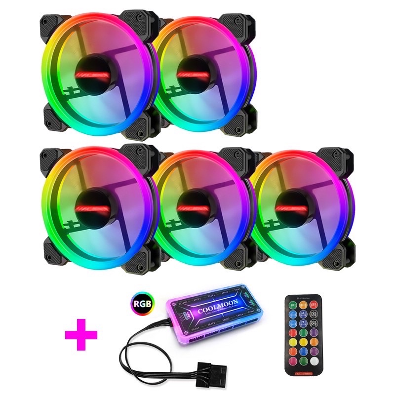 Fan Case Coolmoon/Coolman Sunshine 12cm RGB có kèm Hub và Remote Control Led