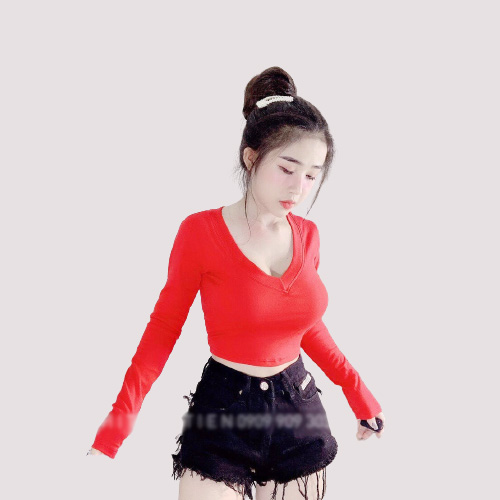 Áo thun nữ tay dài cổ tròn thời trang mới phong cách hàn quốc adc039