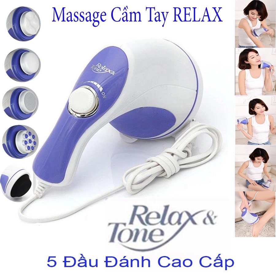 Máy massage cầm tay trị liệu relax & spin tone, giúp trị liệu đau mỏi vai gáy, tan mỡ bụng, thư giãn mệt mỏi.