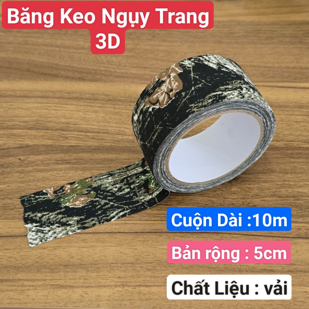 Băng keo ngụy trang 3D dài 10m màu lá phong đẹp
