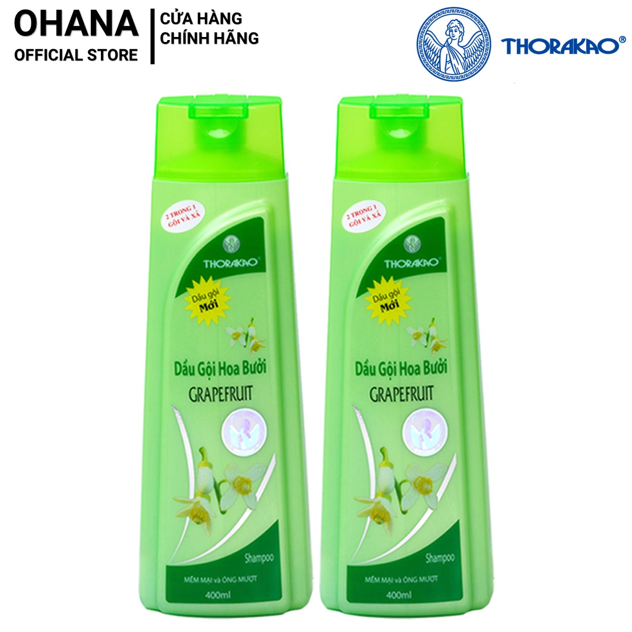 Bộ 2 Chai Dầu Gội Và Xả Hoa Bưởi Thorakao 400ml
