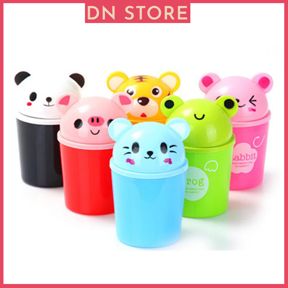 Thùng rác mini hình thú có nắp đậy dễ thương - thùng rác mini để bàn học, văn phòng, bàn trang điểm, phòng ngủ