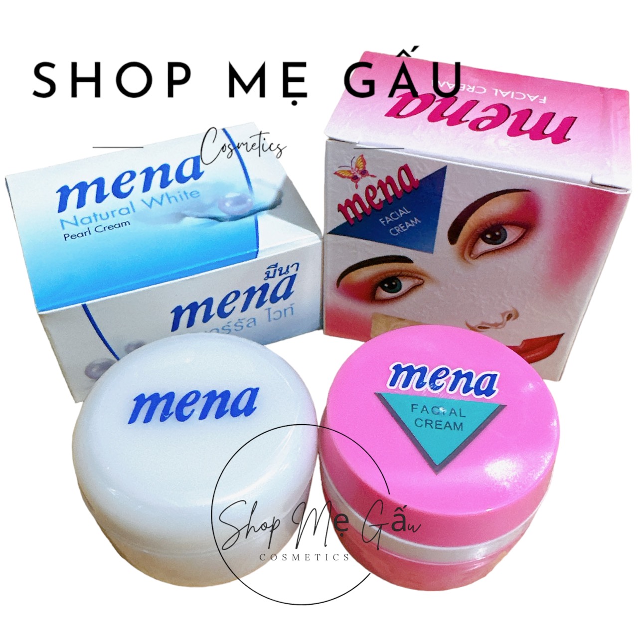 Lẻ 1 hộp kem trắng da Mena xanh, hồng thái lan