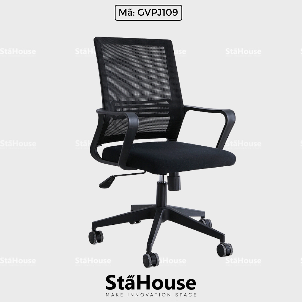 Ghế Văn Phòng chân xoay lưng lưới VPB017 vuông chắc chắn, ghế làm việc Stahouse