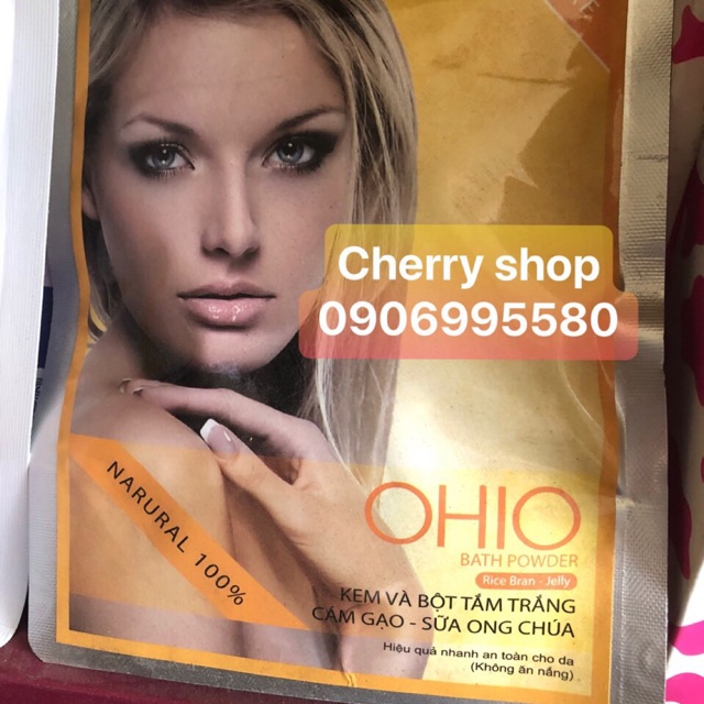 Kem và bột tắm trắng ohio cám gạo sữa ong chúa 150g đủ giấy công bố