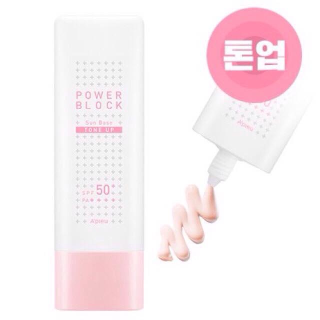 Kem chống nắng nâng tone a'pieu power block tone up sun base - spf50+ pa++++