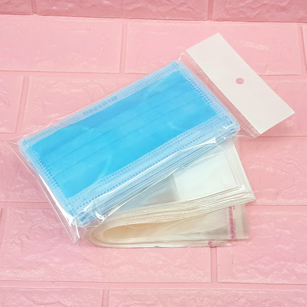 500g Túi Opp dán mép (Treo) 12x20cm (+ 4cm + 4cm) - Túi ni lông băng keo dán miệng - Bao nilon dán miệng