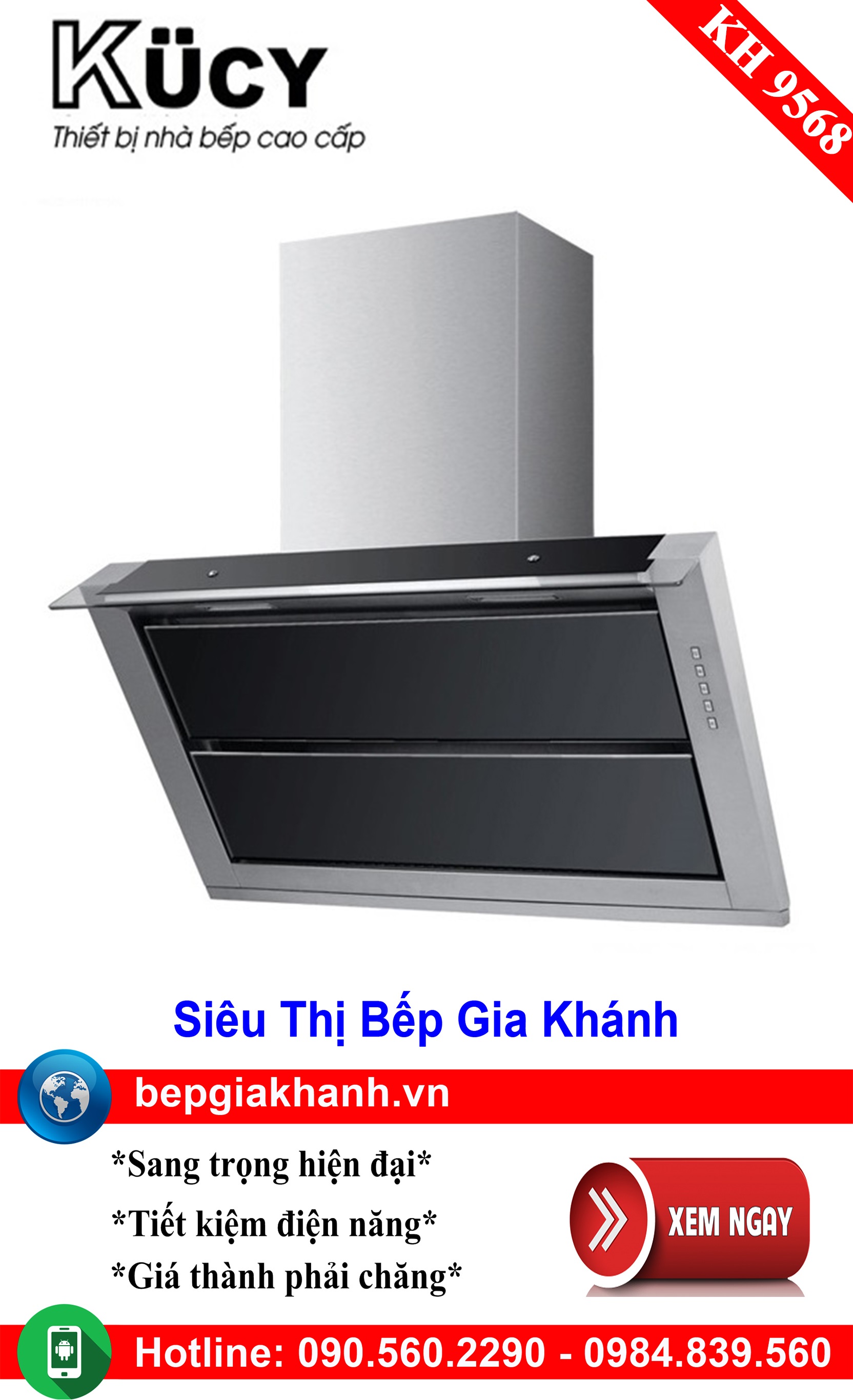 [HCM]Máy hút mùi dạng kính vát 90cm Kucy KH 9568, máy hút mùi nhà bếp, máy hút mùi bếp, máy hút mùi kính cong, máy hút mùi canzy, máy hút mùi mini, máy hút mùi âm trần, máy hút mùi electrolux, may hut mui